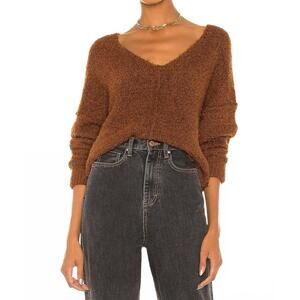 NEW FREE PEOPLE icing v-neck pullover in mocha java